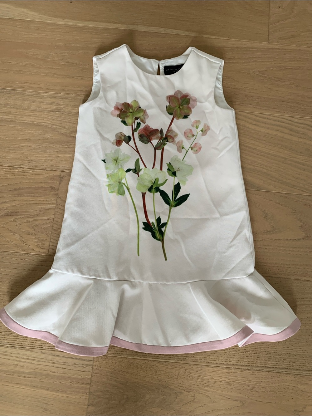 Victoria Beckham for Target White Floral Ruffle-Hem Kids Dress | 5T